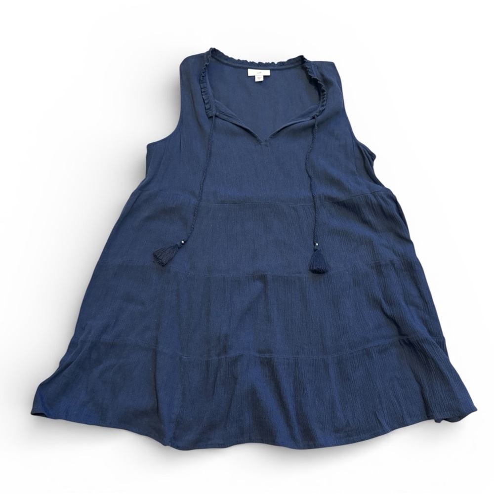 J. Jill Blue Sleeveless Tunic w Tassle Accessory